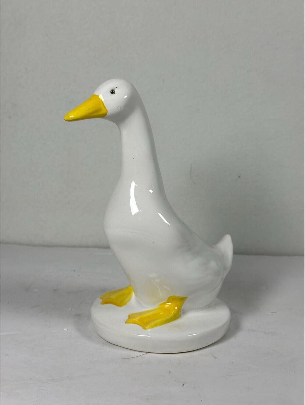 Vintage Algarve Portugal Ceramic Duck Figurine‎ White Yellow D-16